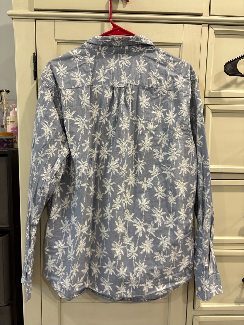 American Eagle Outfitters Light Blue Palm-Print Button-Down Shirt - Picture 4 of 4